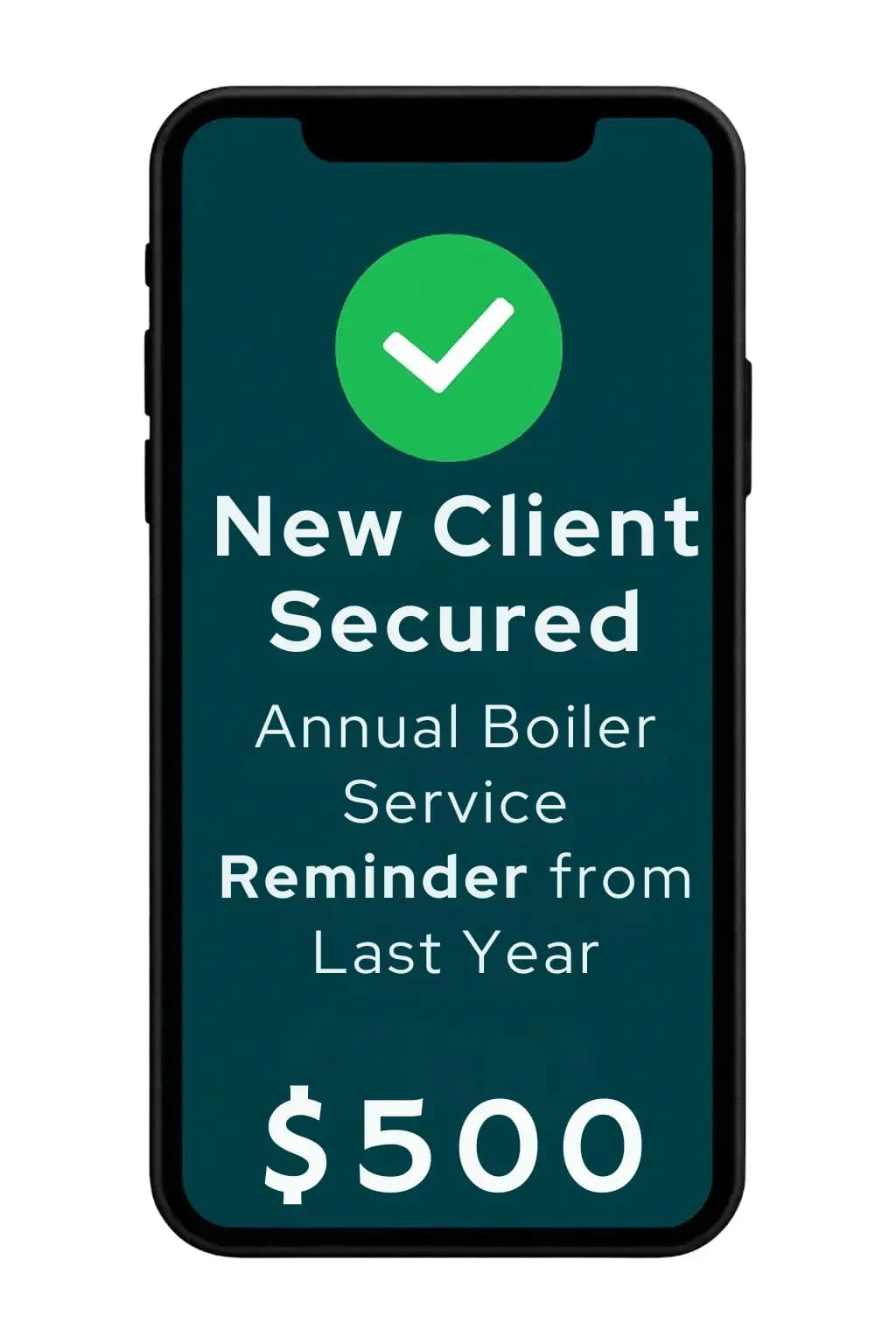 Mockup of an automated maintenance reminder SMS sent to a past plumbing customer